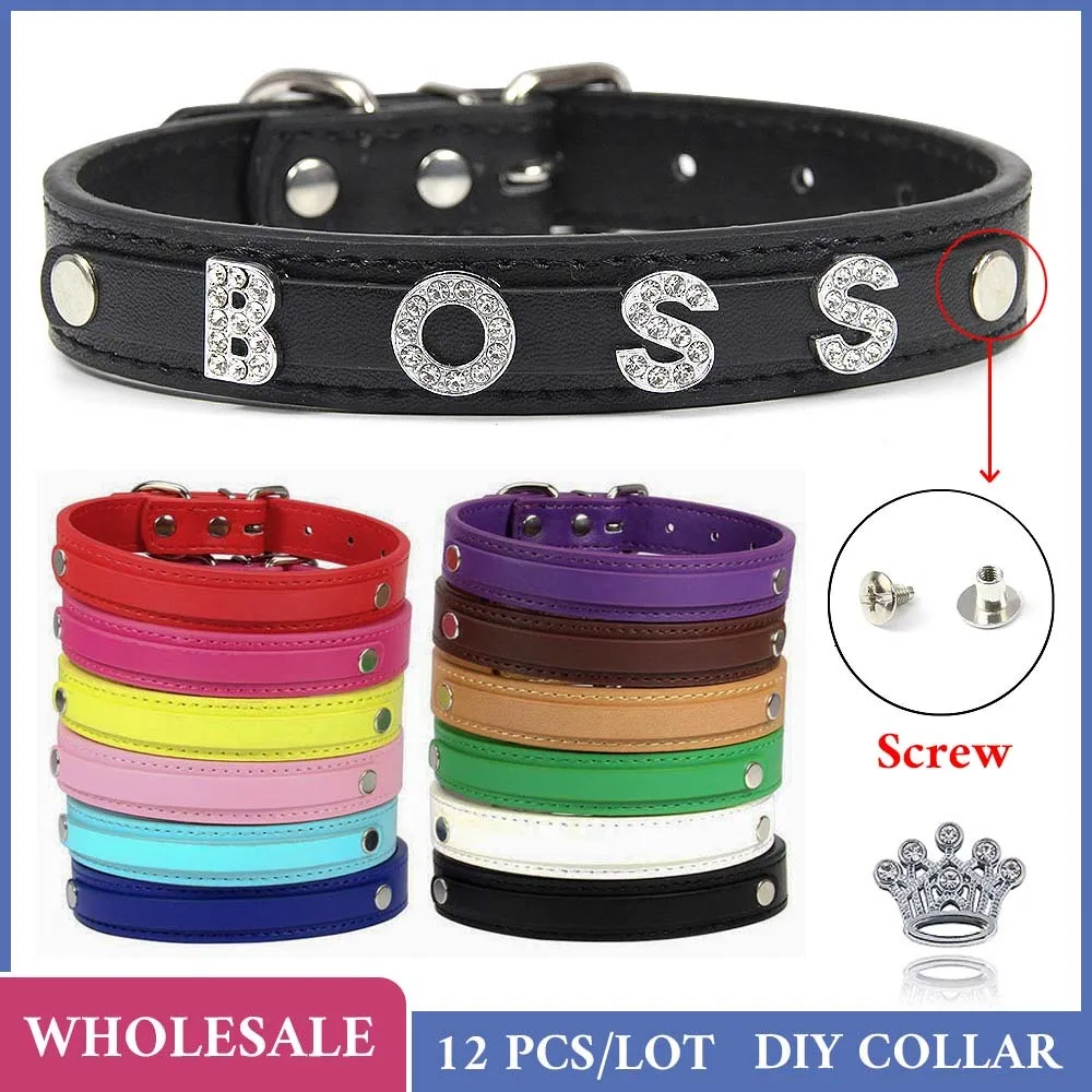 Pet Supplies Wholesale - 12 PCS Wholesale Plain PU Leather