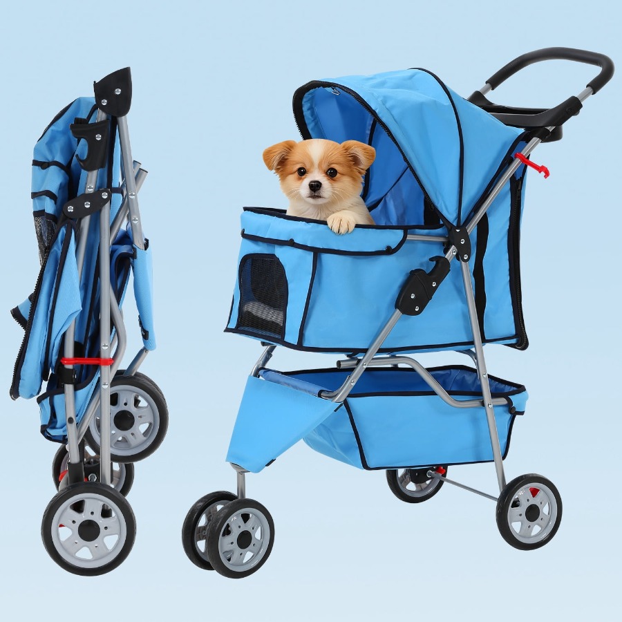 3 Wheels Dog Stroller Folding  - Pet Stroller Carrier review and price