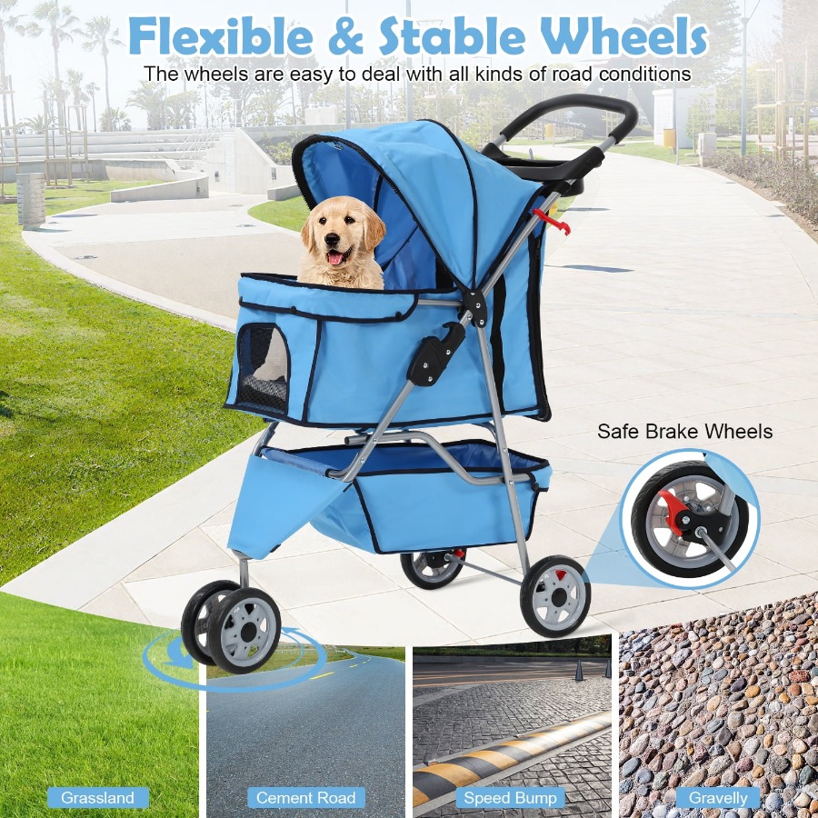 3 Wheels Dog Stroller Folding  - Pet Stroller Carrier review and price