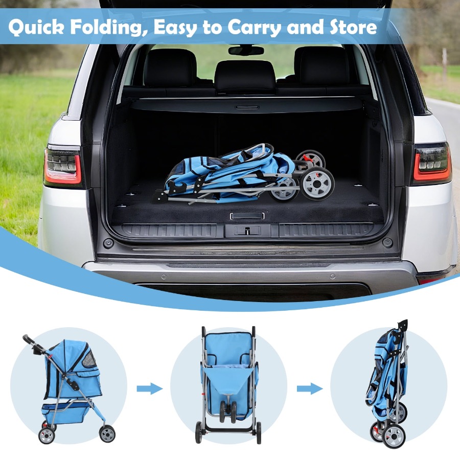 3 Wheels Dog Stroller Folding  - Pet Stroller Carrier review and price