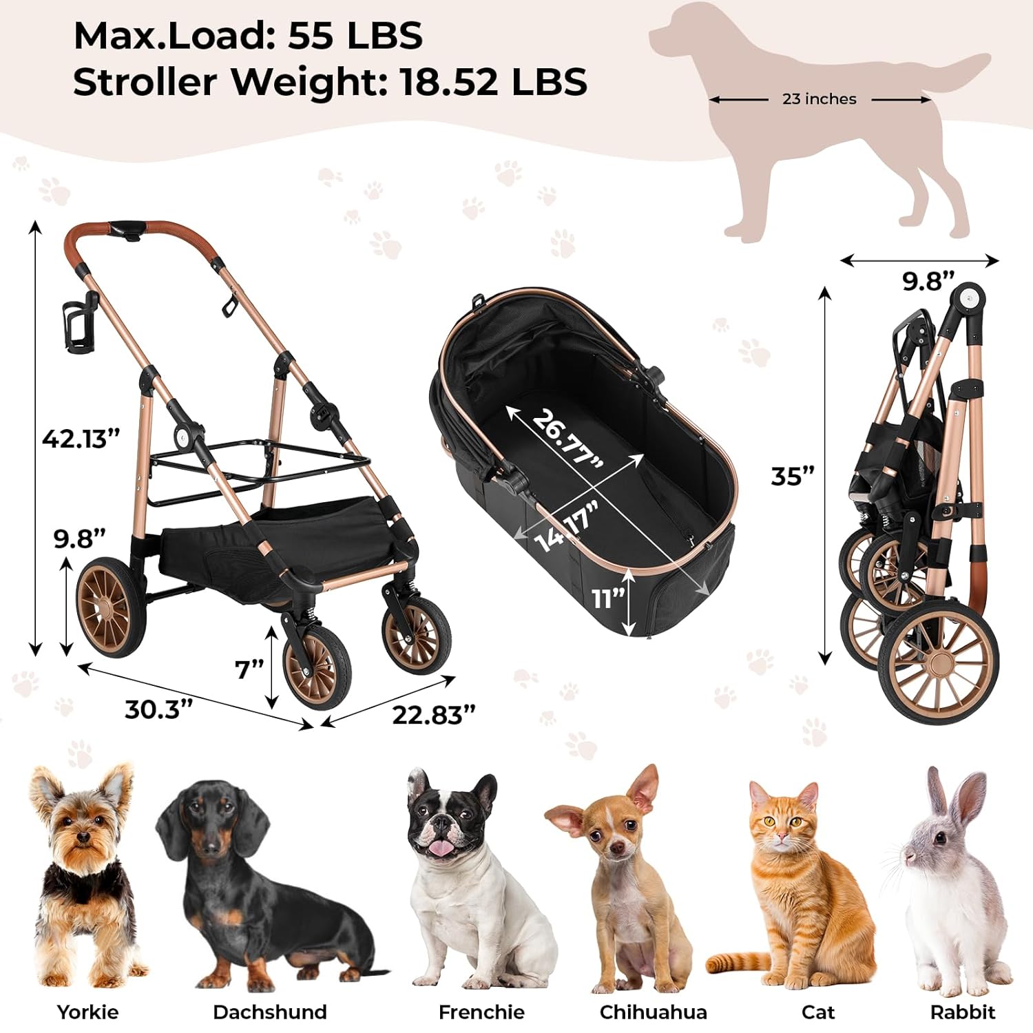 Foldable Pet Stroller for Medi - Pet Stroller Carrier review and price