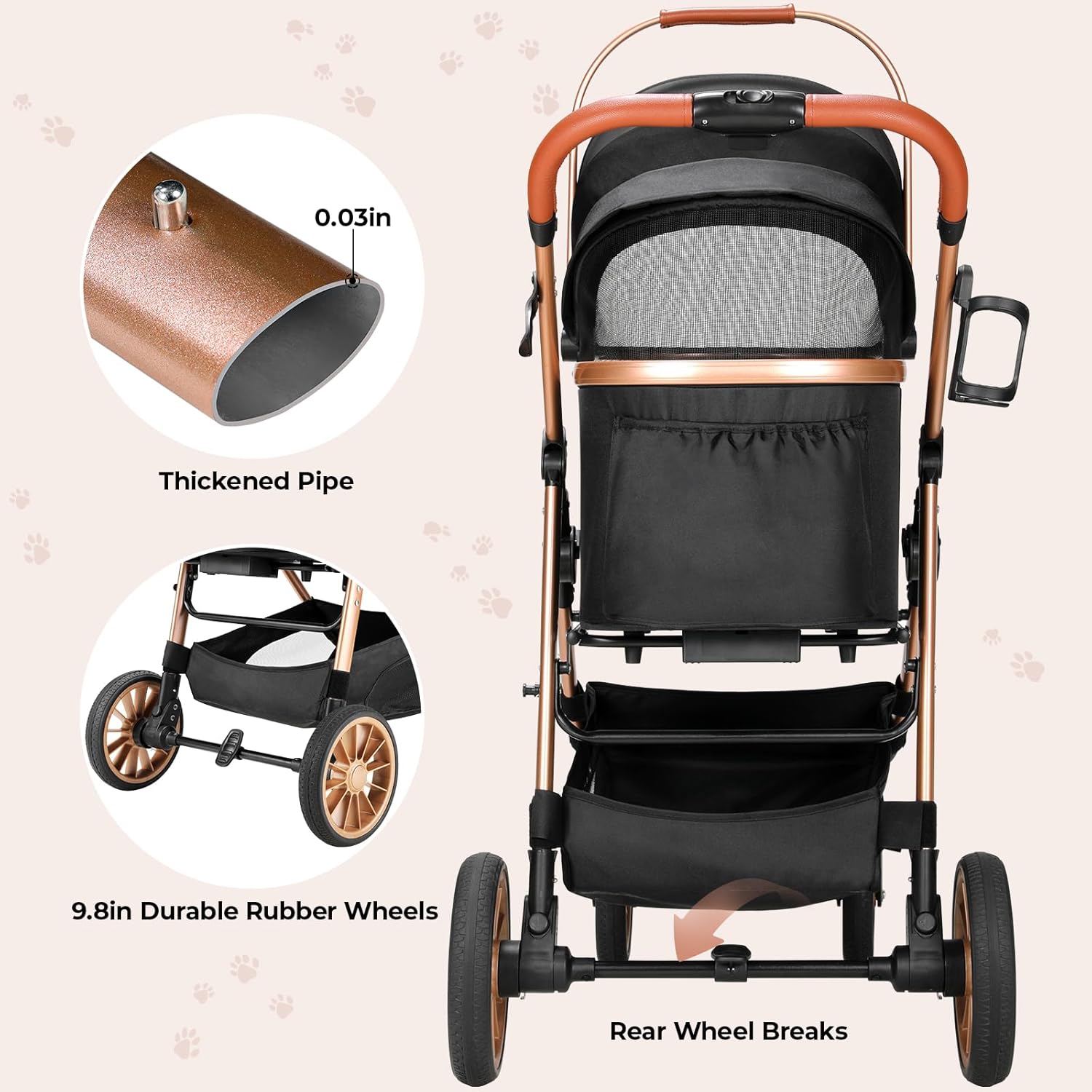 Foldable Pet Stroller for Medi - Pet Stroller Carrier review and price