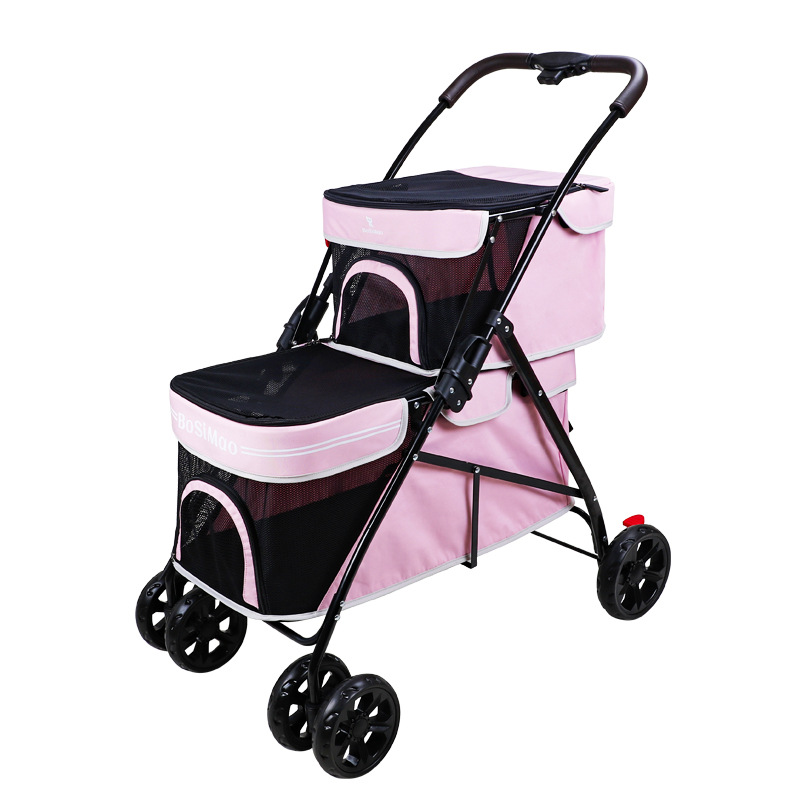 Portable Double-layer Pet Stro - Pet Stroller Carrier review and price