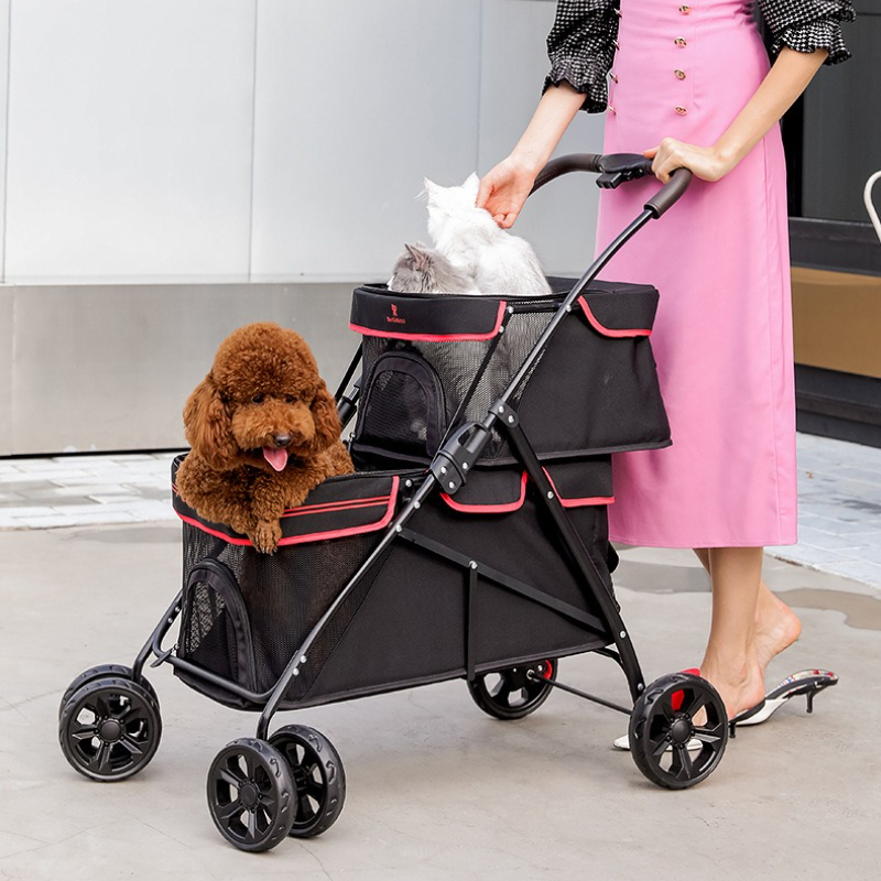 Portable Double-layer Pet Stro - Pet Stroller Carrier review and price