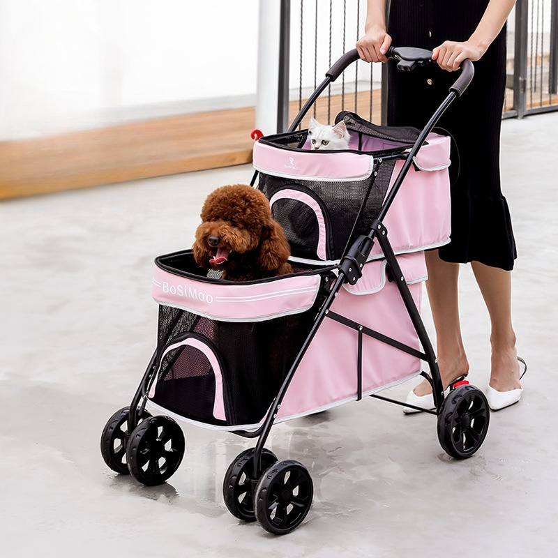 Portable Double-layer Pet Stro - Pet Stroller Carrier review and price