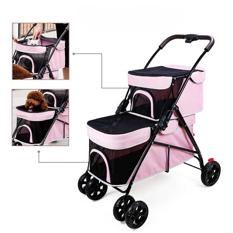 Portable Double-layer Pet Stro - Pet Stroller Carrier review and price