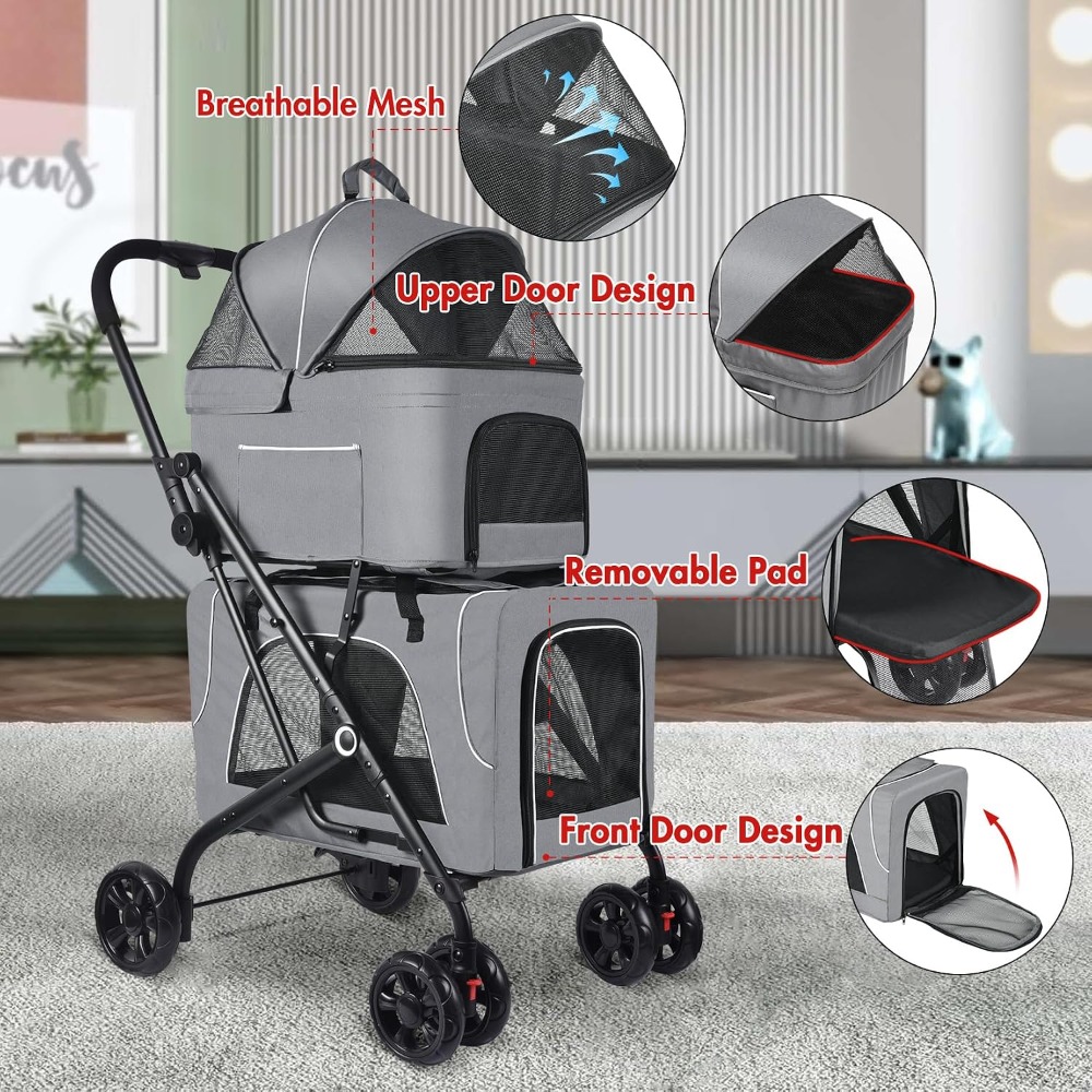 Double Pet Stroller With 2 Det - Pet Stroller Carrier review and price
