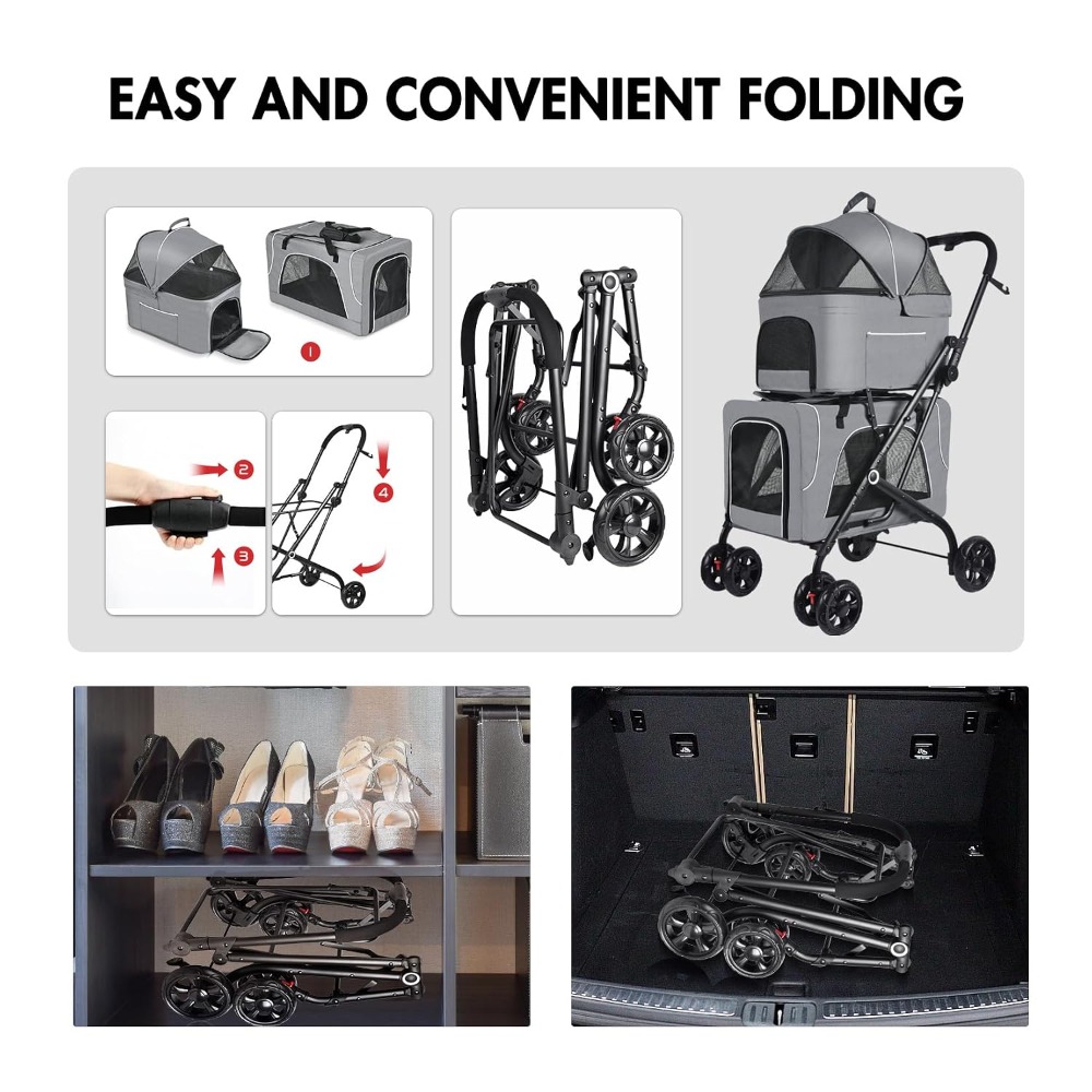 Double Pet Stroller With 2 Det - Pet Stroller Carrier review and price
