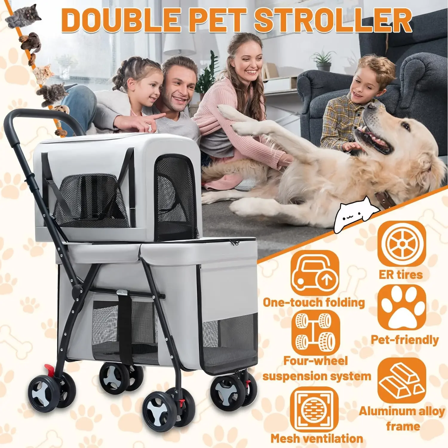 Double Pet Stroller Pet Travel - Pet Stroller Carrier review and price