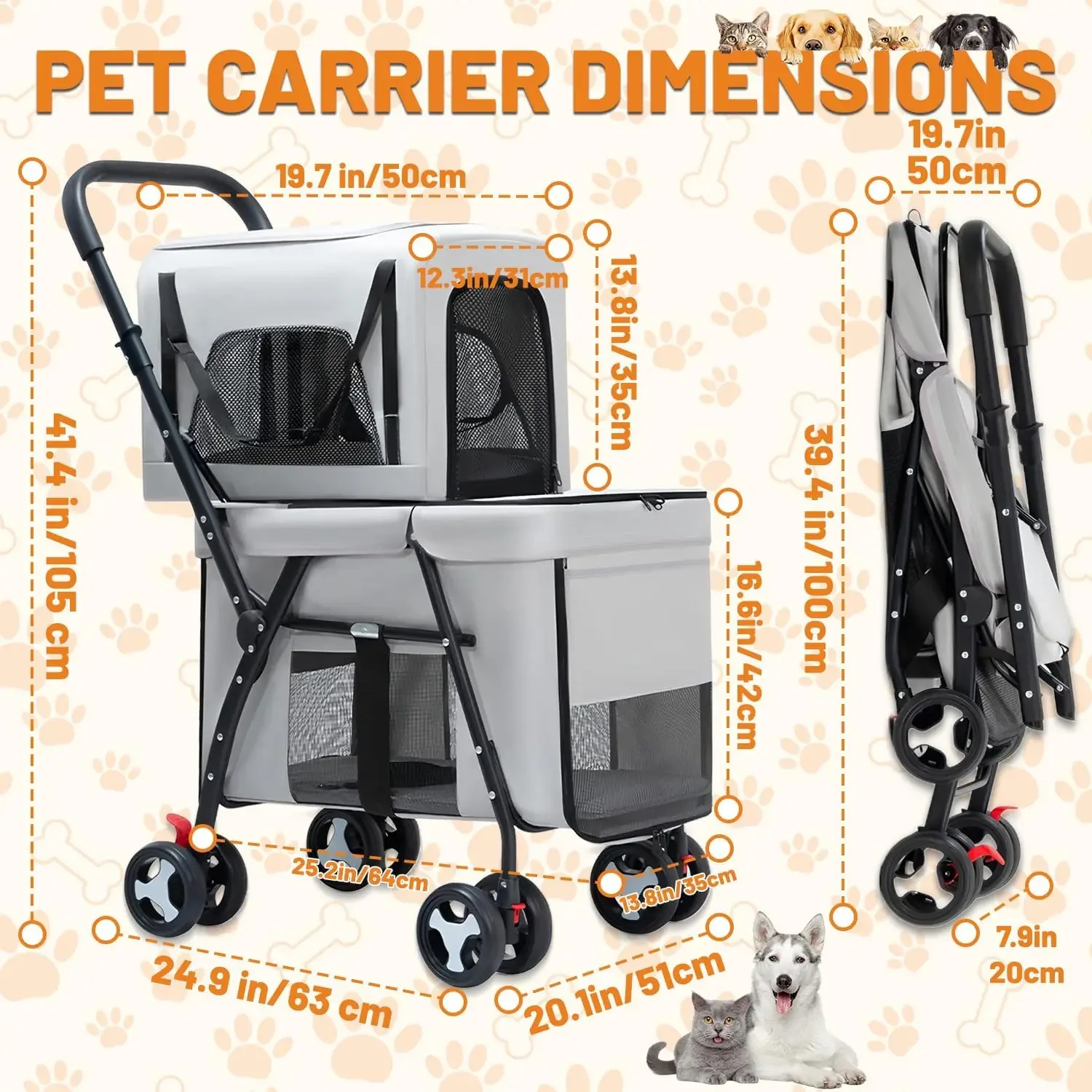 Double Pet Stroller Pet Travel - Pet Stroller Carrier review and price