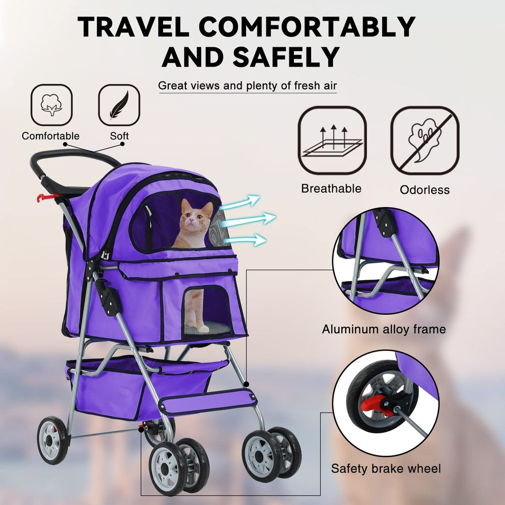 Wheels Cat Stroller, Pet Dog J - Pet Stroller Carrier review and price