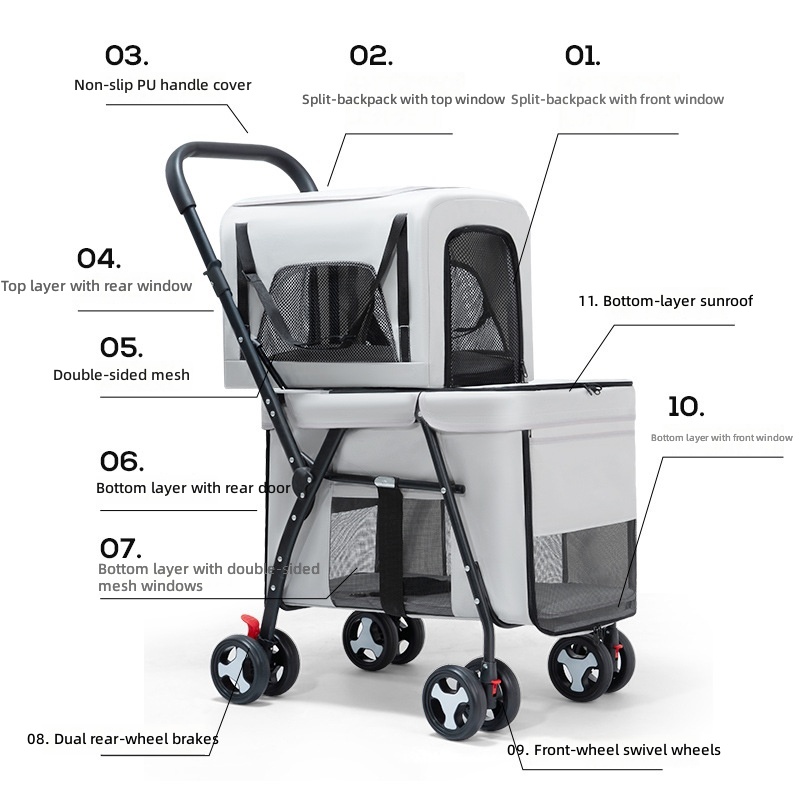 Double-layer Pet Cart, Separat - Pet Stroller Carrier review and price